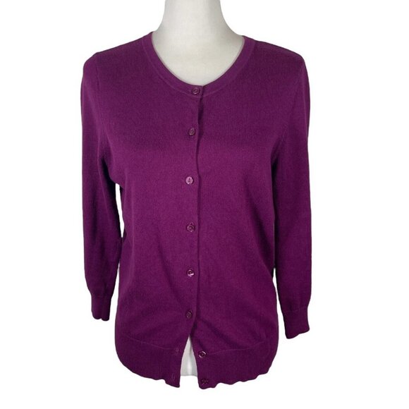 LOFT Sweaters - LOFT Cardigan Sweater Women Medium Purple Knitted Plum Long Sleeve Button Front